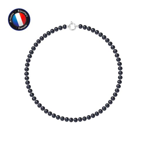 Perlinea - Collier - Perle D'eau Douce - Semi Ronde 6-7 Mm Blanc - Argent 925 Millièmes - Bijoux Femme