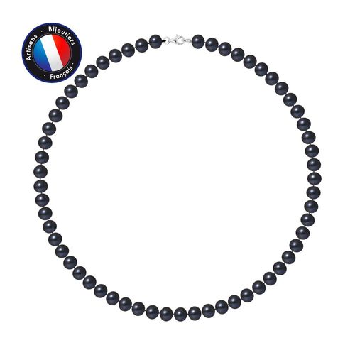 Perlinea - Collier - Perle D'eau Douce - Semi Ronde 7-8 Mm Blanc - Argent 925 Millièmes - Bijoux Femme