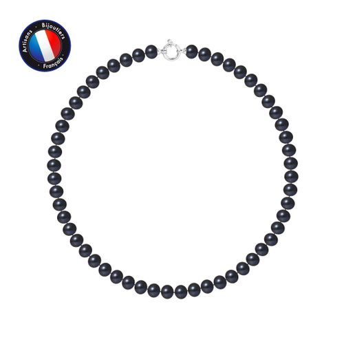 Perlinea - Collier - Perle D'eau Douce - Semi Ronde 8-9 Mm Blanc - Argent 925 Millièmes - Bijoux Femme