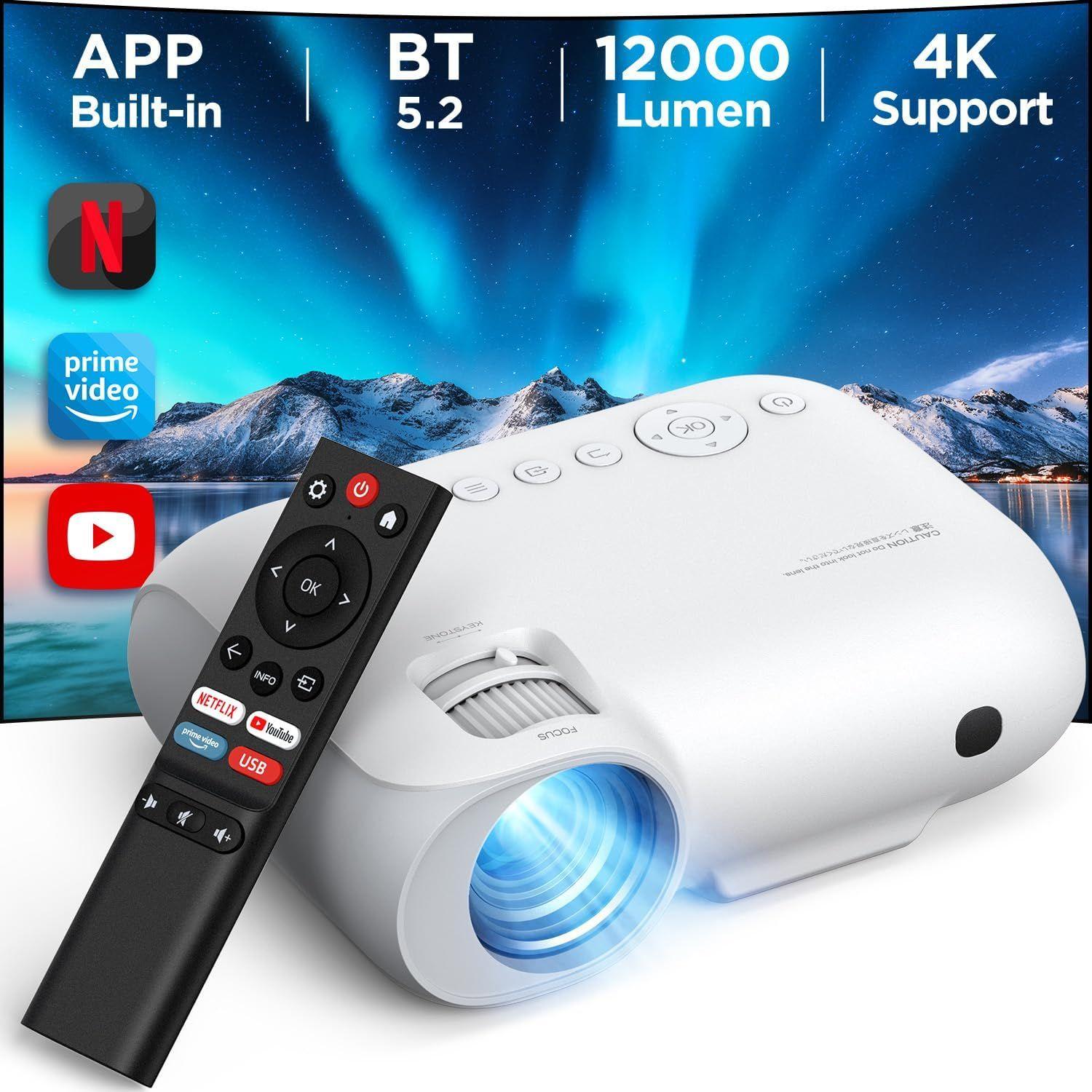 Mini Videoprojecteur 4K Supportée Android 11, Mini Projecteur 5G WiFi 6  Bluetooth 5.0 720P Full HD Native, Videoprojecteur Portable Correction