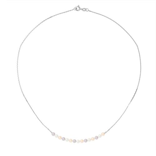 Perlinea - Collier "Love Pearls" - Véritables Perles De Culture D'eau Douce 3-4mm - Multicolore - Or Blanc - Bijoux Femme