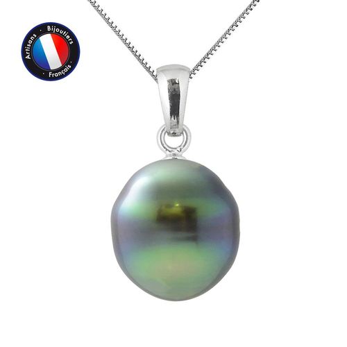 Perlinea - Collier - Perle De Tahiti - Cerclé 11-12 Mm - Argent 925 Millièmes - Bijoux Femme