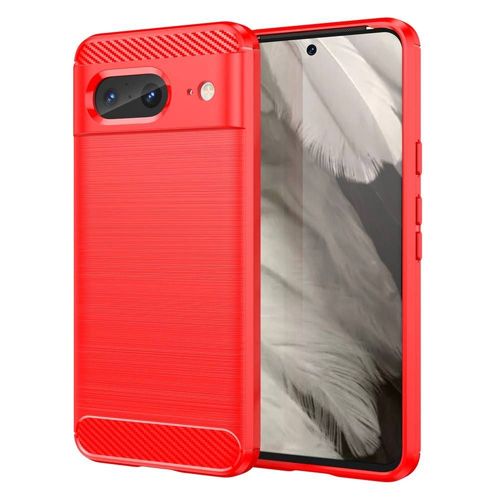 Coque Pour Google Pixel 8 5g - Housse Etui Silicone Gel Carbone + Film Ecran - Rouge