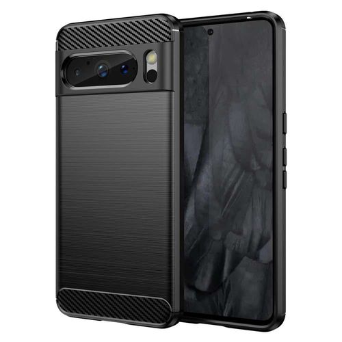 Coque Pour Google Pixel 8 Pro 5g - Housse Etui Silicone Gel Carbone + Verre Trempe - Noir
