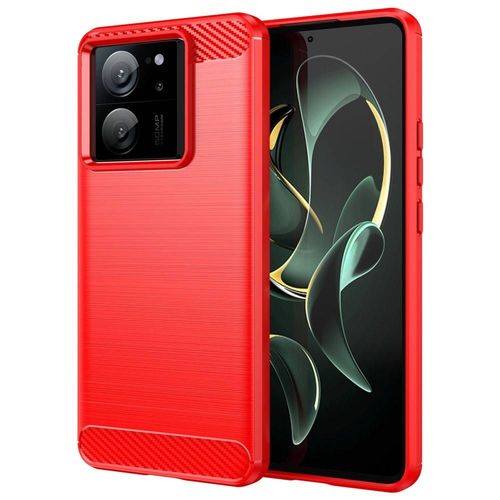 Coque Pour Xiaomi 13t / 13t Pro 5g - Housse Etui Silicone Gel Carbone + Film Ecran - Rouge