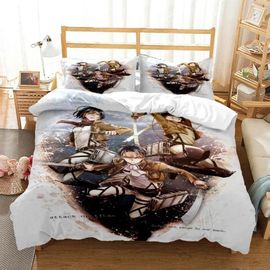 Housse De Couette Attack On Titan, Ensemble De Literie Dessin Anime Pour Adultes, Garcon S Et Filles, Decoration De Chambre, Cadeau Pour Enfants, Simple, Double, King Size