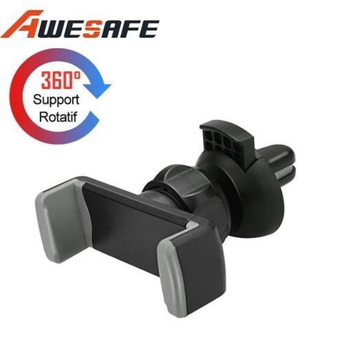 Awesafe Support Téléphone Voiture [Clip Militaire] Porte Téléphone Voiture Rotatif À 360° Pour Smartphone Iphone Android (Gris)