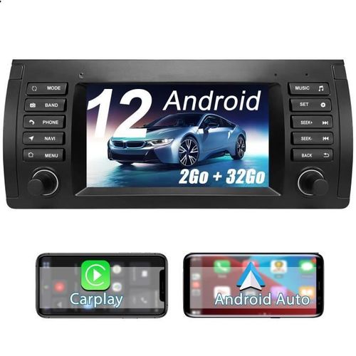 Awesafe Android 12 Autoradio Pour Bmw E39(1996-2003) Avec Gps Carplay/Android Auto Bluetooth Mirrorlink Wifi - 2go+ 32go