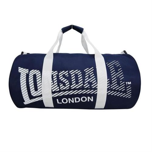 Lonsdale London Sac de Sport "Barrel" à Bandoulière Bleu Marine Navy et Blanc 52x26x26cm