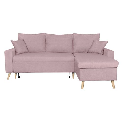 Canapé D'angle Maria Scandinave Réversible Et Convertible Avec Coffre En Tissu - Vieux Rose
