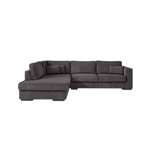Belami - Canapé D'angle Xxl 4 Places En Velours Côtelé - Gris Foncé - Angle Gauche
