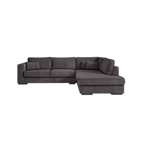 Belami - Canapé D'angle Xxl 4 Places En Velours Côtelé - Gris Foncé - Angle Droit