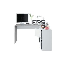 Bureau Marion Avec Caissons Multipositions - Blanc Et Béton