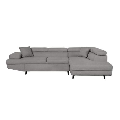 Canapé D'angle Droit Convertible Rio Scandinave Avec Coffre En Tissu - Gris Clair, Pieds Noir