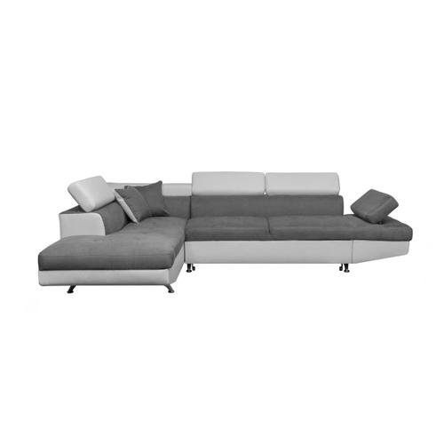 Canapé D'angle Rio Convertible Avec Coffre En Microfibre Et Simili - Angle Gauche, Blanc Et Gris