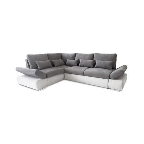 Canapé D'angle Sebastian Réversible Et Convertible Avec Coffre En Simili Et Tissu - Gris Clair