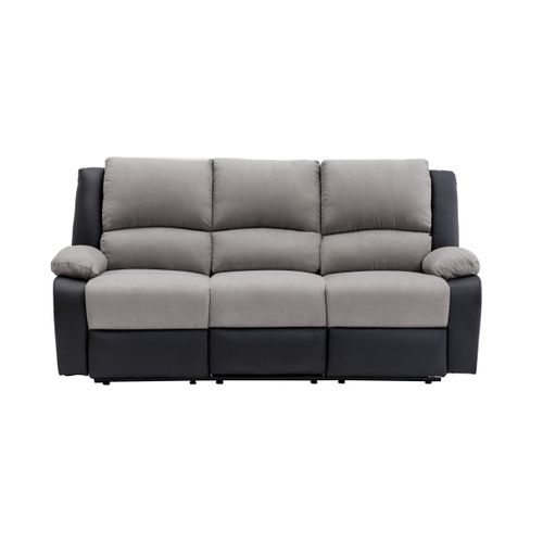 Relaxxo - Canapé De Relaxation Électrique 3 Places Microfibre Et Simili Leo - Noir Et Gris