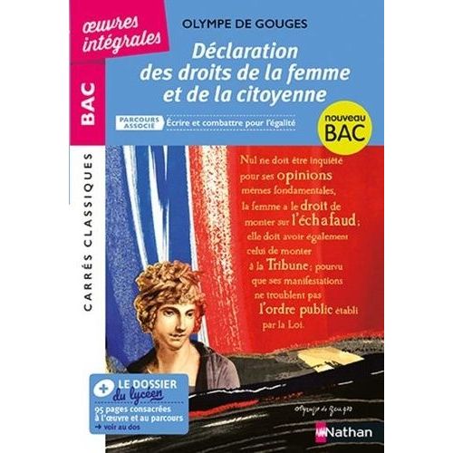 Déclaration Des Droits De La Femme Et De La Citoyenne - Parcours Associé : Ecrire Et Combattre Pour L'égalité