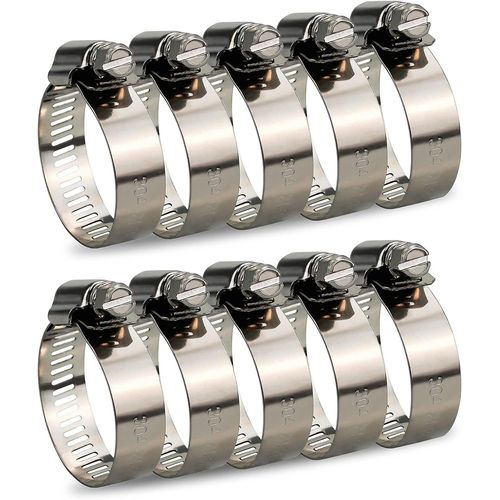 KALANKA-Collier de Serrage Tuyau Réglable 21-38mm Gamme en Acier Inoxydable 304 Assortiment Tuyau Pinces Clips pour Famille Tuyau D'eau, Home Gaz, Tube D'automobiles, Robinet 10 Pièces (21-38mm)