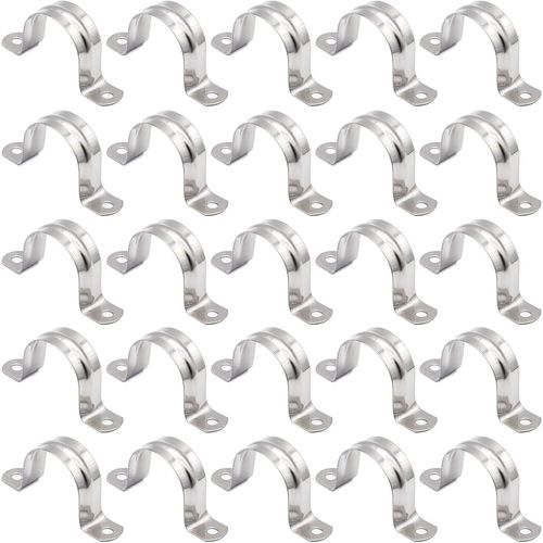 KALANKA-Collier de Serrage en Acier Inoxydable 304, 20 PC Clips de Tuyau en Acier, 20 mm U-Tube Pince Anneau De Connexion Tuyau Pince Carte pour Tuyaux de Gaz, Tuyaux D'eau et Fixation de Câbles (M20