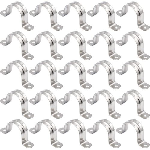 KALANKA-Collier de Serrage en Acier Inoxydable 304, 20 PC Clips de Tuyau en Acier, 20 mm U-Tube Pince Anneau De Connexion Tuyau Pince Carte pour Tuyaux de Gaz, Tuyaux D'eau et Fixation de Câbles (M25