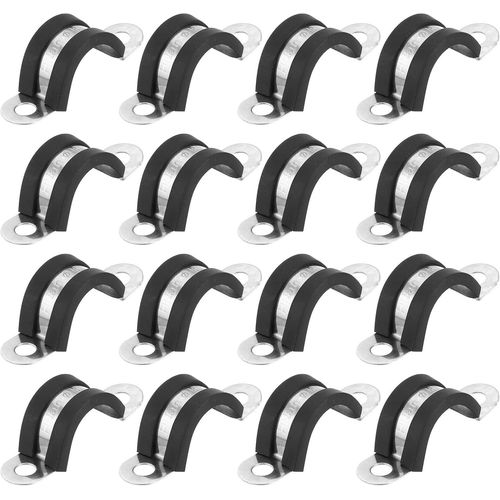 Kalanka-16pcs 16mm/0.63 Pouce Colliers De Câble, Collier De Sangle En U En Acier Inoxydable 304 Avec Coussin En Caoutchouc Pour Tuyau, Fixation De Câblage