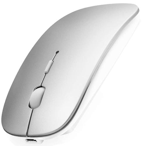 Souris Bluetooth pour ordinateur portable/iPad/iPhone/Mac (iOS13.1.2 et  supérieur)/PC Android, souris sans fil mince USB rechargeable silencieuse 