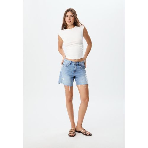 Stradivarius T-Shirt Basique Fitted Froncé Écru S