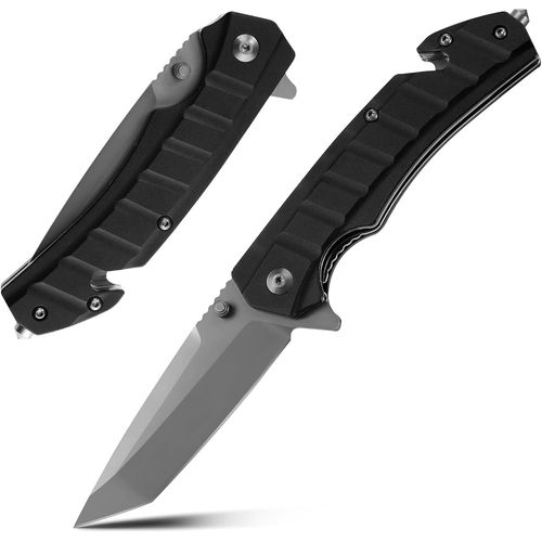 Ershi-Couteau De Poche Multifonction Avec Lame Tanto, Clip, Brise-Verre, Coupe-Corde, Couteau Pliant Parfait Pour Chasse, Survie E[76]