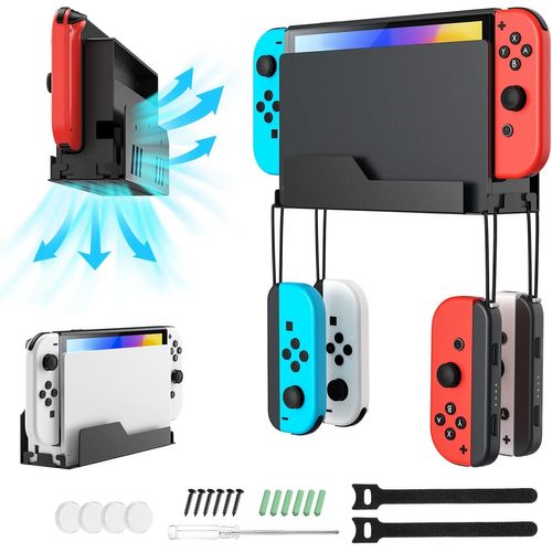 Ershi-Support Mural Compatible Avec Nintendo Switch/Switch Oled, Support De Jeux Vidéo En Métal Avec 4 Crochets Pour Joy-Con, Étag[796]