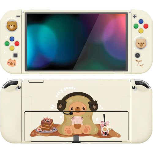 Ershi-Playvital Coque Pour Switch Oled,Housse Protection Pour Nintendo Switch Oled Avec Capuchon Joystick Étui Cover Joycon Et Bou[246]