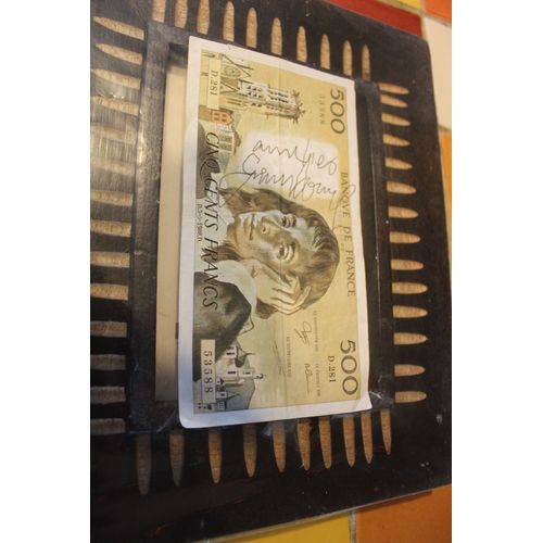 Autographe Serge Gainsbourg Sur Billet 500 Francs Pascal, Dédicace Gainsbourg Avec Certificat Authenticité