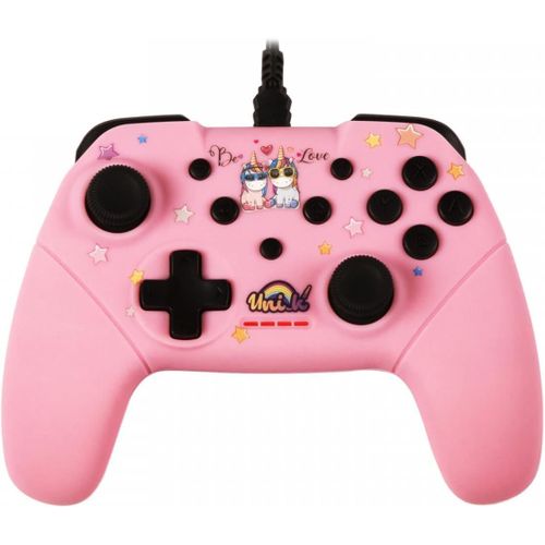Ershi-Unik Manette Filaire Pour Nintendo Switch, Switch 2 Et Pc - Cable 3 M - Motif Be Love, Licornes - Rose[731]