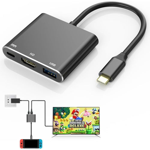 ERSHI-Adaptateur HDMI 4K 1080 pour Switch, 3 en 1 Multiport USB 3.0 100W PD Chargeur TV Dock, USB Type C Convertisseur C¿ble pour [904]