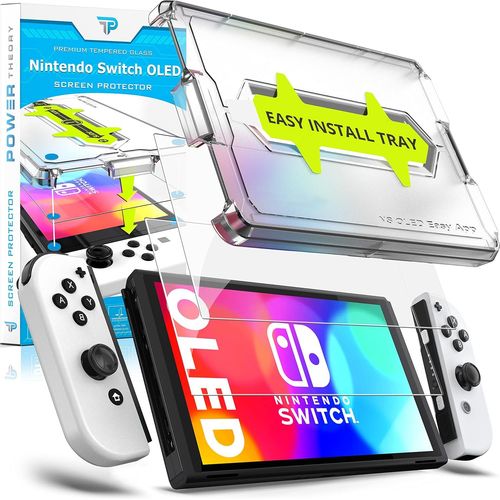 Ershi-Lot De 2 Films De Protection D'écran En Verre Pour Nintendo Switch Oled 2021 Avec Pochoir, Film De Protection D'écran En Ver[319]