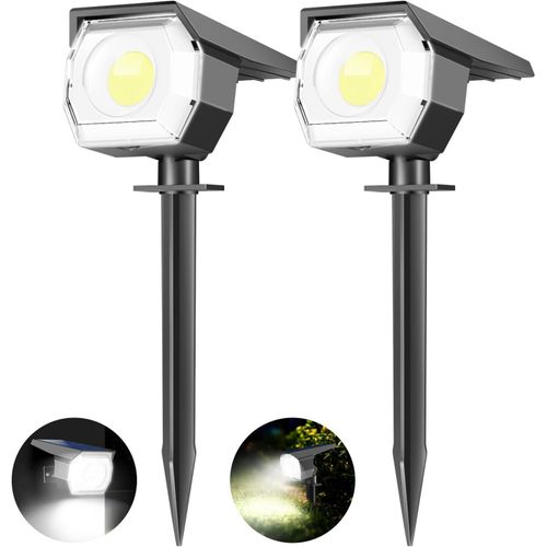 Ershi-Lot De 2 Lampe Solaire Exterieur, 3 Modes Spot Solaire Exterieur Jardin, Fonction 2 En 1 Et Ip67 Étanche, 800lm 6000k Super [354]