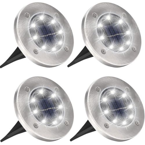 Ershi-4 Pièces Lumière Solaire Extérieur, 8led Lampe Solaires Au Sol, Ip65, Lampe De Jardin, Spot Solaire Extérieur Pour Chemin Te[21]