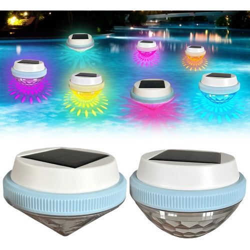Ershi-2 Pièce Lampe Flottante Piscine Solaire, Lumiere Piscine Solaire, Led Colorées Éclairage Piscine Solaire Pour Piscine Jardin[935]
