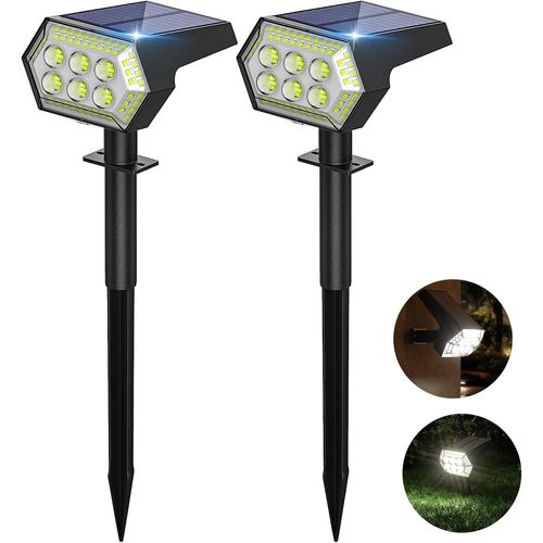 Ershi-Lot De 2 Spot Solaire Extérieur 108 Led Lampe Solaire Extérieur Étanche Éclairage Exterieur Solaire Réglable Ip67 Avec 4 Mod[107]