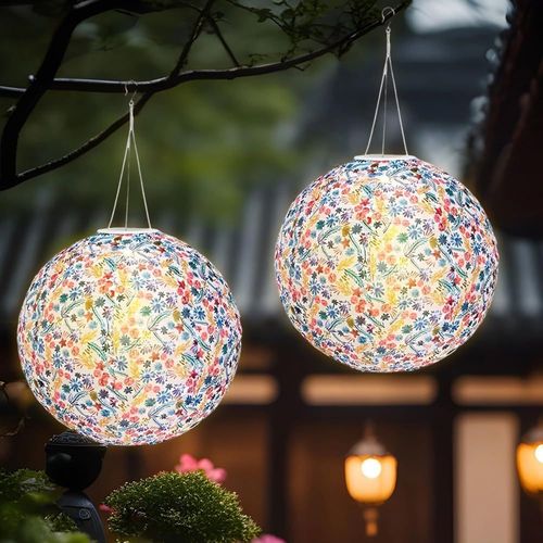 ERSHI-2 Pièces Lanterne Solaire Exterieur, 12 Pouces Retro Led Lanterne Solaire Exterieur Jardin, Nylon Lanterne Solaire Exterieur[967]