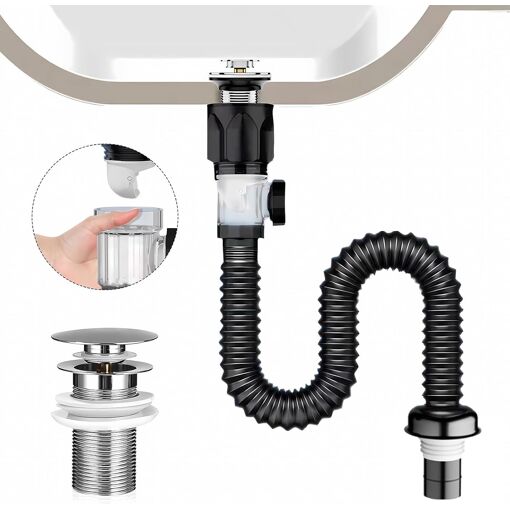 KALANKA-Siphon Evier Cuisine Kit, Siphon Lavabo avec Bonde de Lavab...
