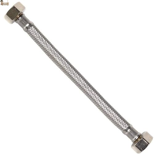 KALANKA-BricoLoco Tuyau de plomberie flexible pour citerne Wc, robinet lavabo ou évier de cuisine ou salle de bains. Acier inoxydable. Raccords en laiton. Femelle - femelle (1, 1/2""-1/2"" Longueur 25