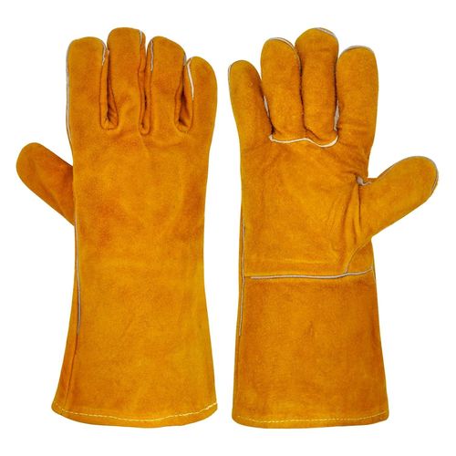 KALANKA-Gants de Cheminée et Barbecue Ignifuges Pour Homme - Protection Contre la Chaleur, Soudeur, Four - Marron, Robustes et Sûrs