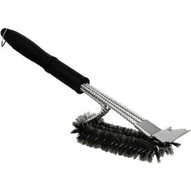 KALANKA-- Brosse de Nettoyage 2 en 1 Fireplus pour Barbecue - Brosse et grattoir en Acier Inoxydable - Ustensile Multifonction pour Nettoyer Les grilles et plaques - Longueur : 45,7 cm