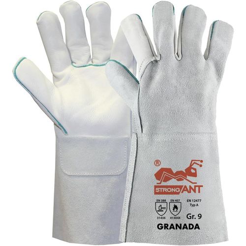 Kalanka-Granada-Gants De Soudure Longs En Cuir Fleur De Vachette, Gants De Travail Également Adaptés Aux Grillades, Gants De Sécurité - Tüv Gs - Gris