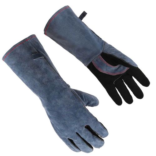 KALANKA-Gants de barbecue en cuir, 500 ¿ résistants à la chaleur avec coutures en Kevlar pour homme et femme, barbecue, soudure, four, cuisinière, 40 cm