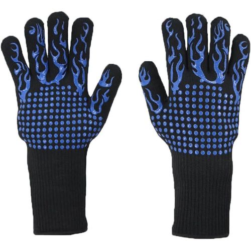 KALANKA-Gants de four résistants à la chaleur extrême - Gants de protection antidérapants en silicone - 800 ¿ - Pour cuisine, pâtisserie, soudure, coupe - Imperméables - Résistants à l'huile - Bleu