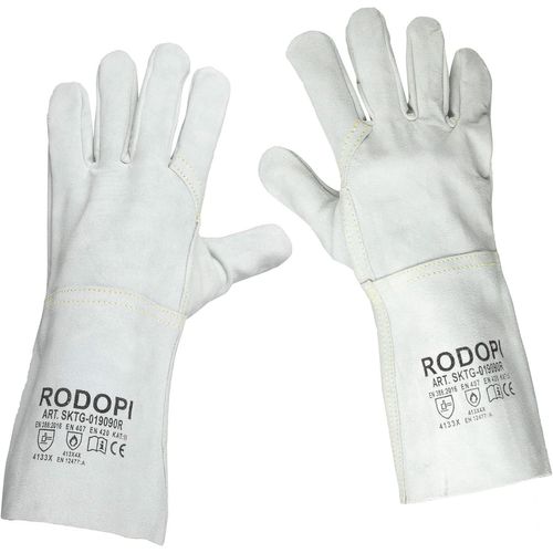 KALANKA-Gants de soudeur FIREWELD-Protect 1-10 paires de gants de travail en cuir de vachette fendu EN 12477:A 33 cm pour homme et femme (1, 10)