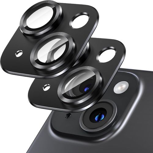 KALANKA-[Lot de 2 protections d'objectif d'appareil photo pour iPhone 13/13 Mini, verre trempé 9H, plaque en aluminium aéronautique, cercle de nuit, pas de bulles, clarté HD, installation facile,