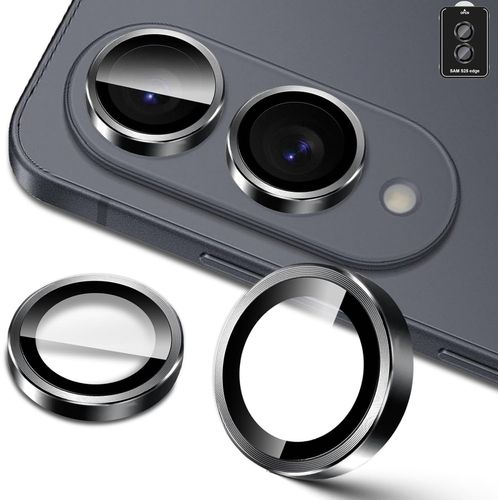 Kalanka-Pour Samsung Galaxy S25 Edge Protection Caméra, 9h Individuels Lentille Protecteurs D'écran, Anneau En Métal + Verre Trempé, Hd Anti-Rayures Protecteur Film -Noir